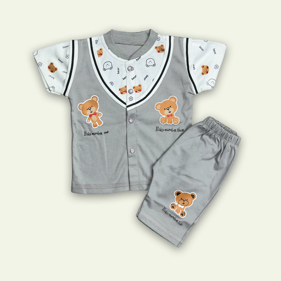 Boys Bear Printed T-Shirt with Short