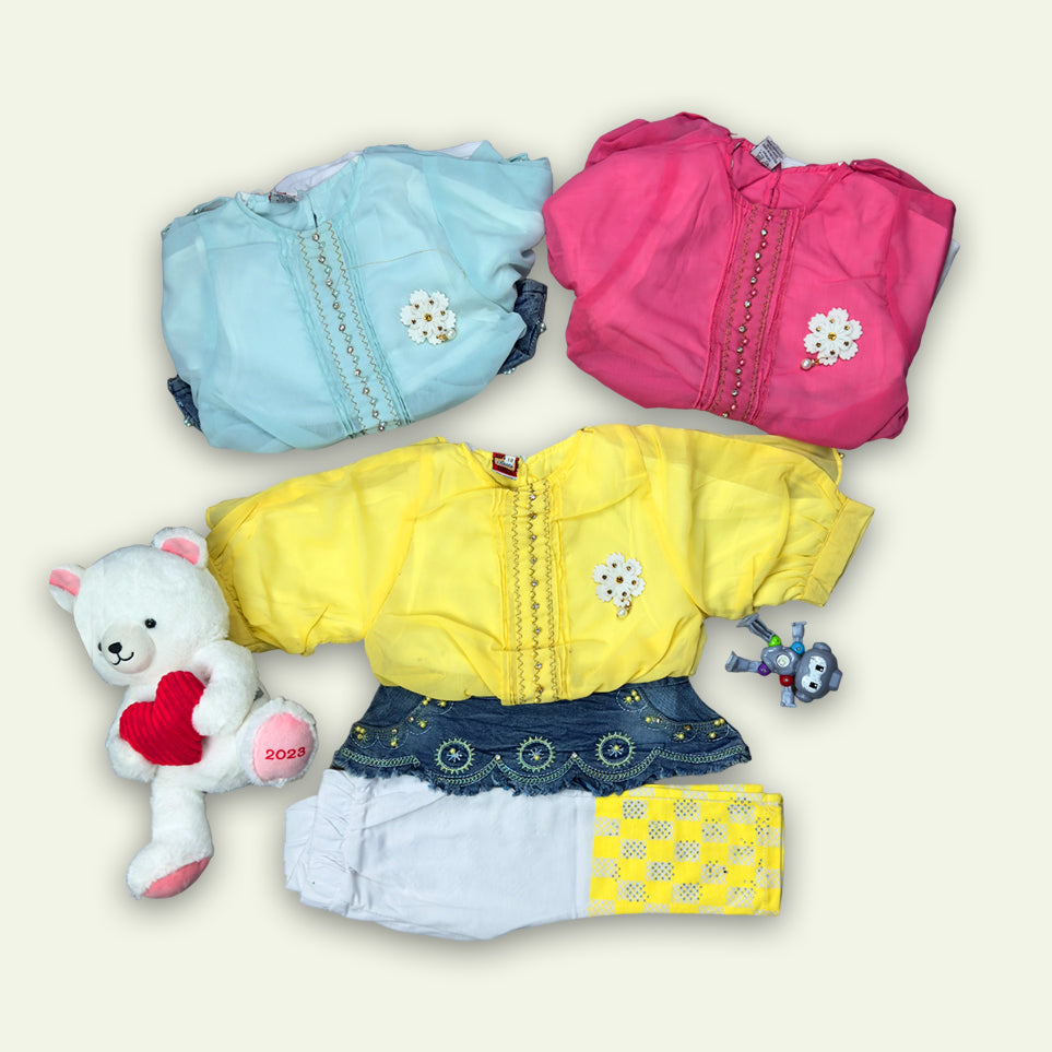 Girls Fancy Top with Bottom Check Pajama