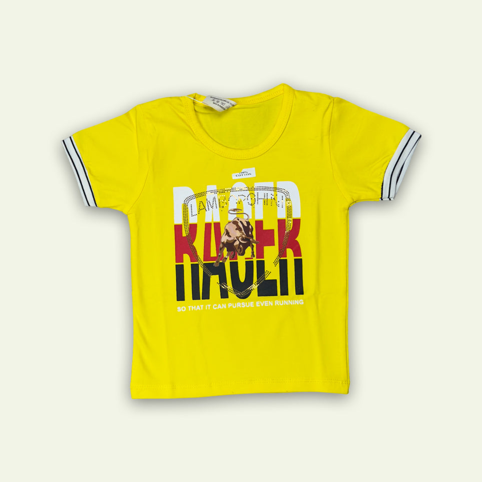 Boys Yellow Fancy Racer T-Shirt with Short