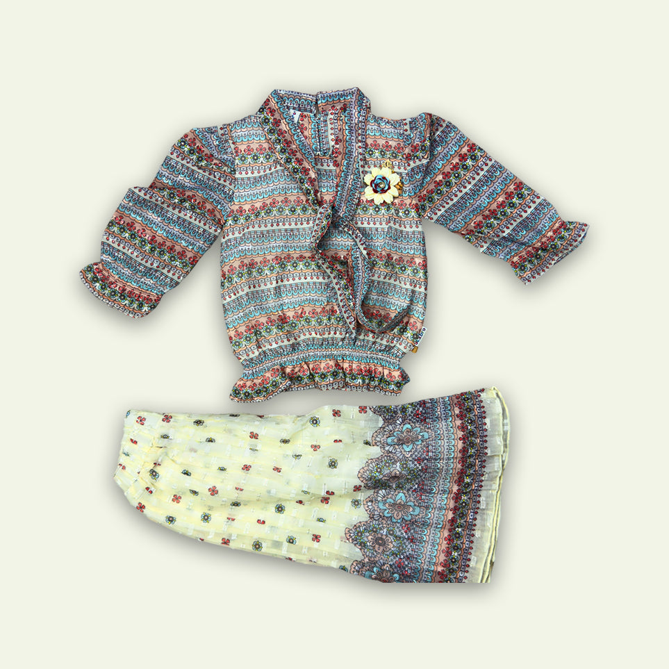 Girls Ajrak Style Top with Ajrak Pajama