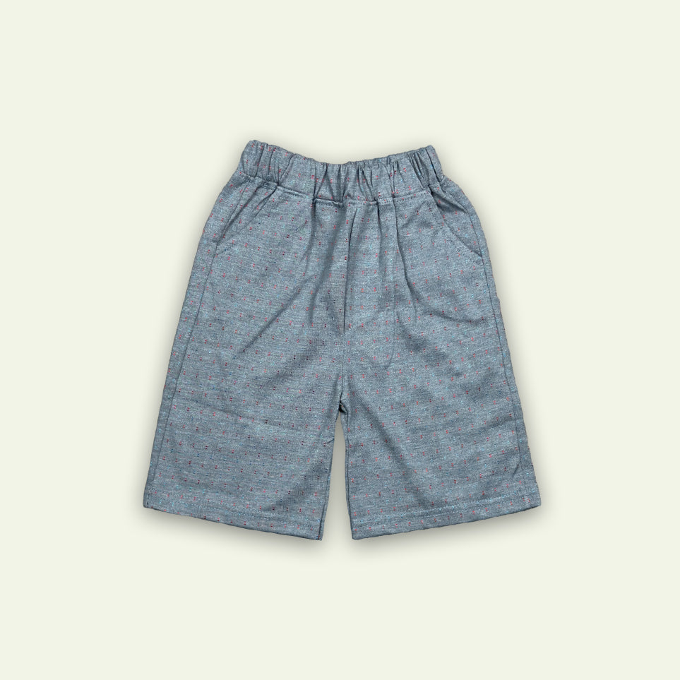 Boys Fancy White T-Shirt & Gray Shorts
