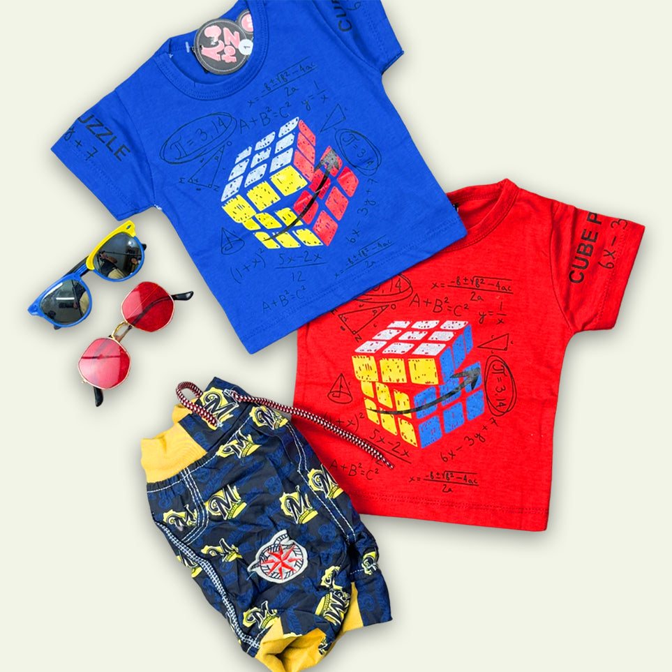 Boys Rubik's Cube T-Shirt with Printed Short