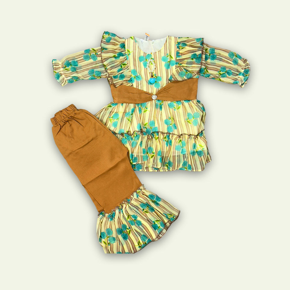 Girls Fancy Stripe 2 Color Top with Pajama