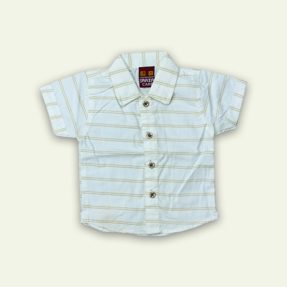 Boys Fancy 3pc Stripe Shirt with Printed Short