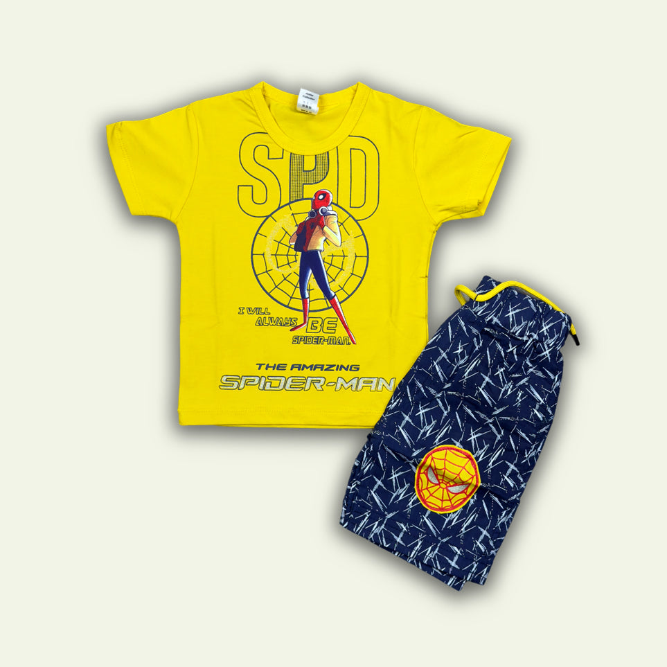 Boys Amazing Spiderman T-Shirt with Printed Short