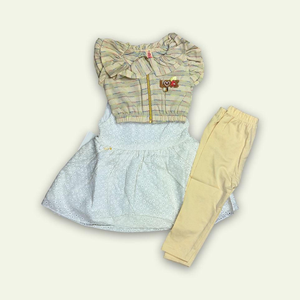 Girls Fancy 3pc Frock with Top & Pajama