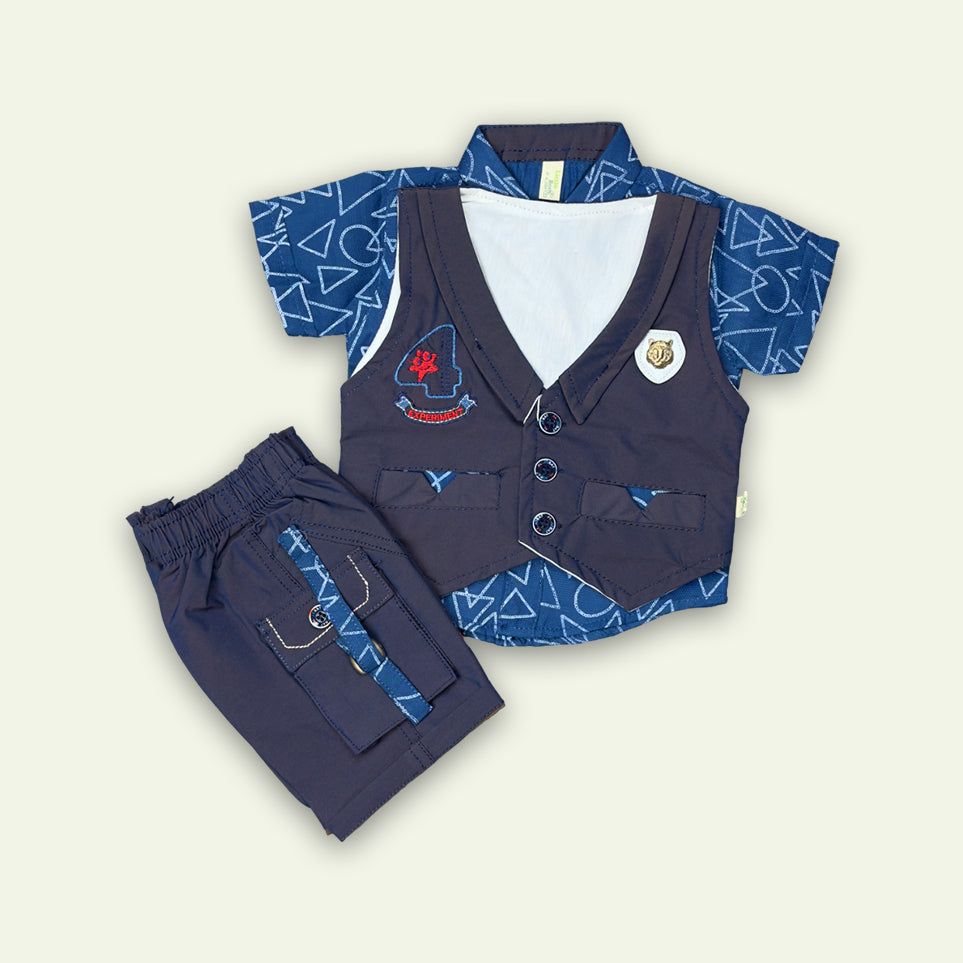Boys Fancy 3pc Printed Shirt with baggie Short