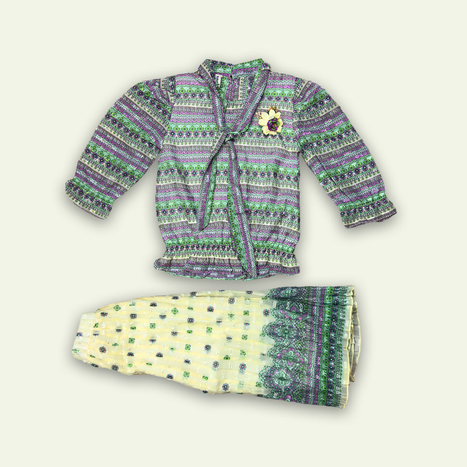 Girls Ajrak Style Top with Ajrak Pajama