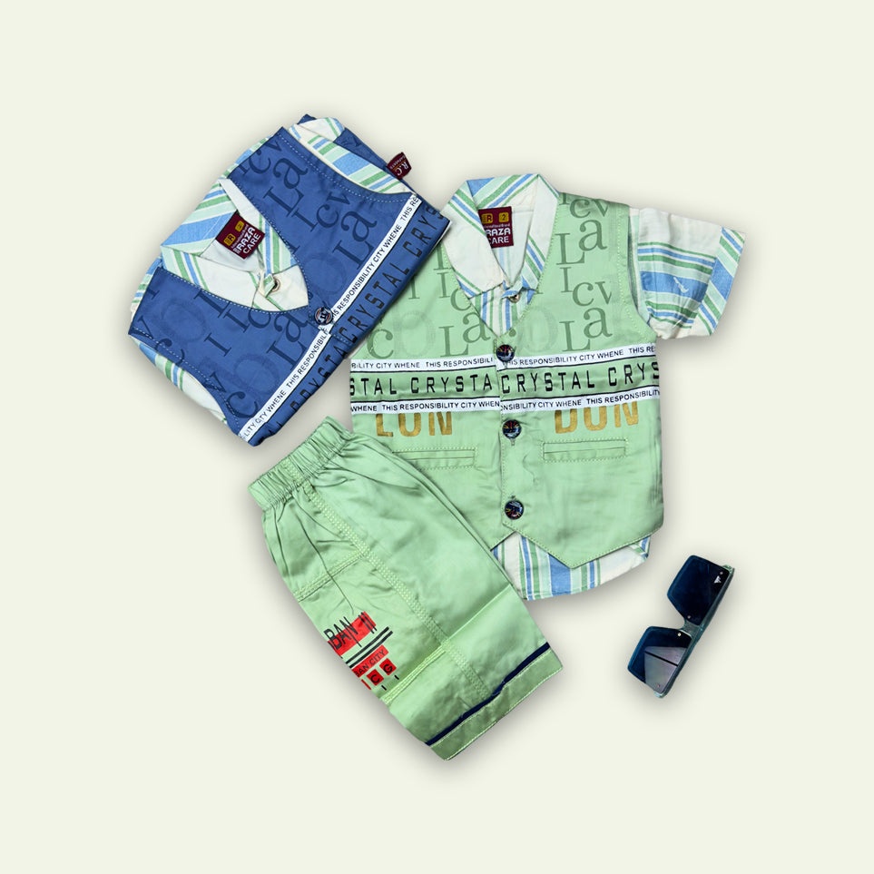 Boys 3pc Stripe Shirt with Short