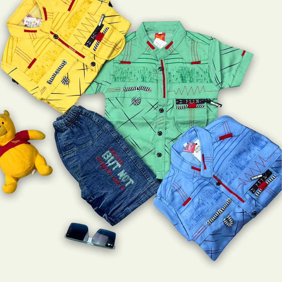 Boys Fancy Shirt with Embroided Short