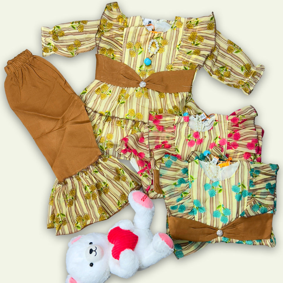 Girls Fancy Stripe 2 Color Top with Pajama
