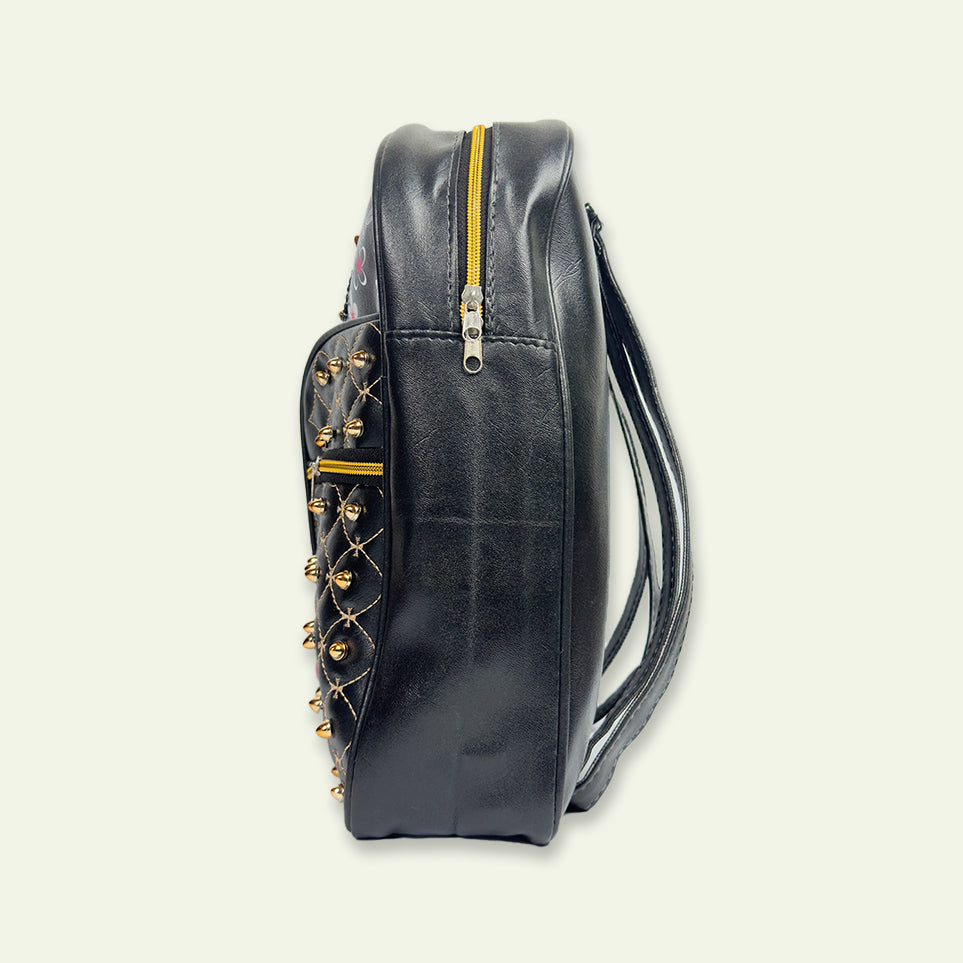 Stylish Black Bag with Fluffy Keychain