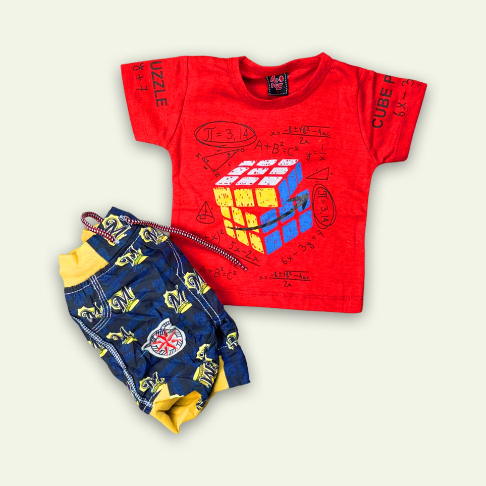 Boys Rubik's Cube T-Shirt with Printed Short