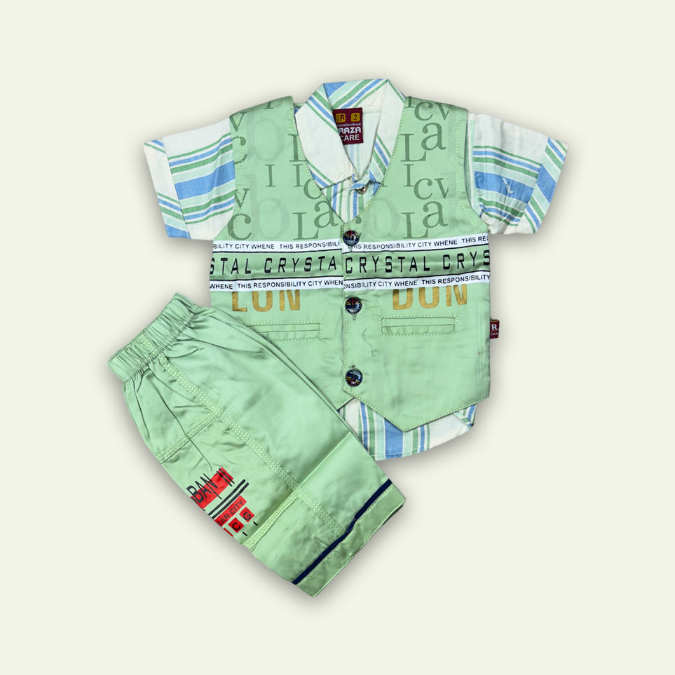 Boys 3pc Stripe Shirt with Short