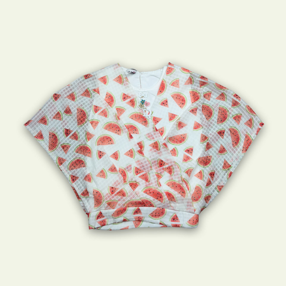 Girls Fancy Printed Top with Stripe Pajama