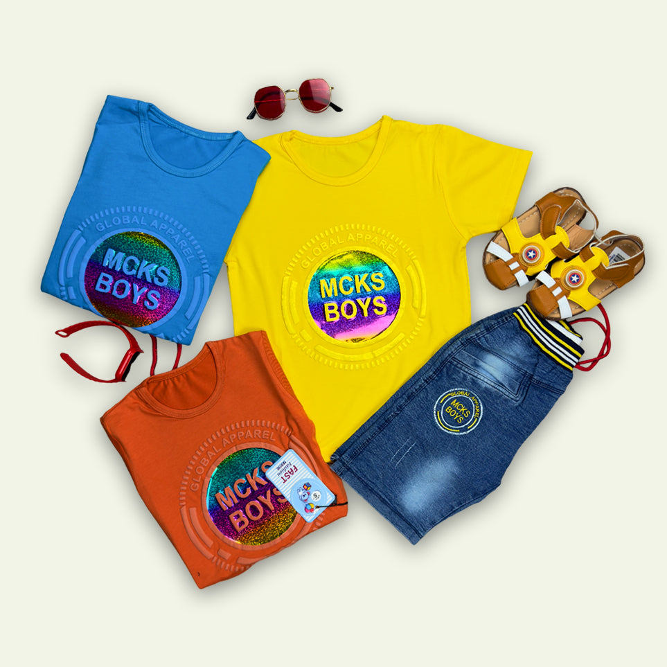 Boys Embossed T-Shirt with Short