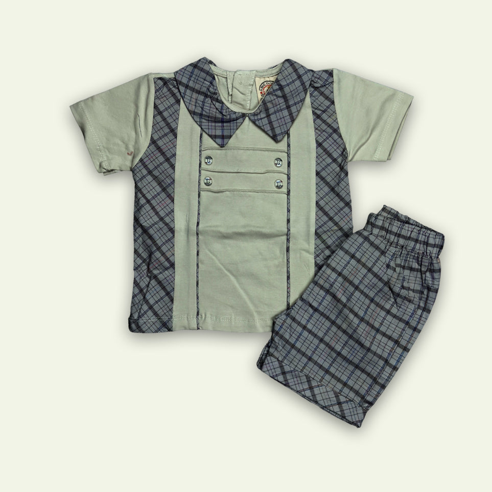 Boys Fancy Top with Shorts Yellow & Off White