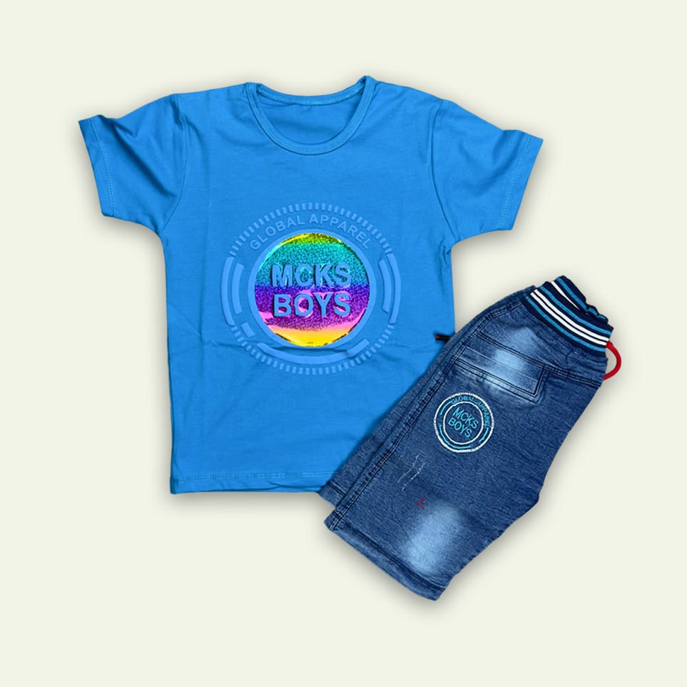 Boys Embossed T-Shirt with Short