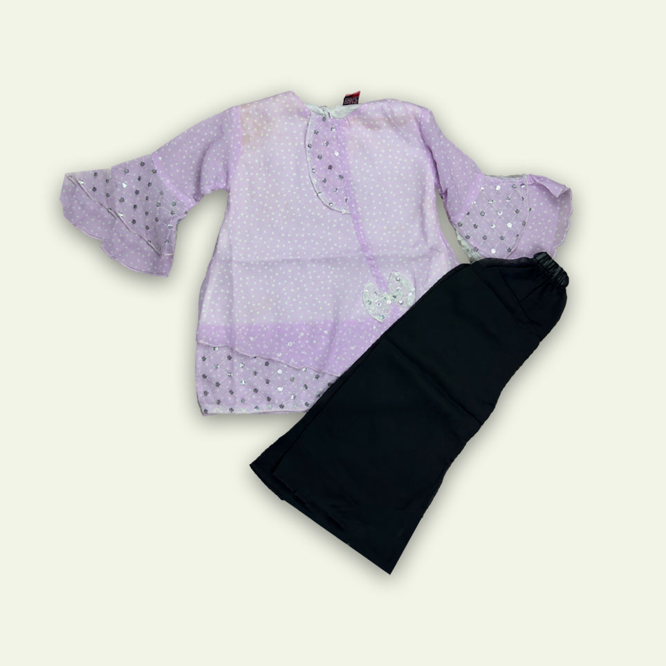 Girls Fancy Top with Flapper Sleeves with Black Pajama