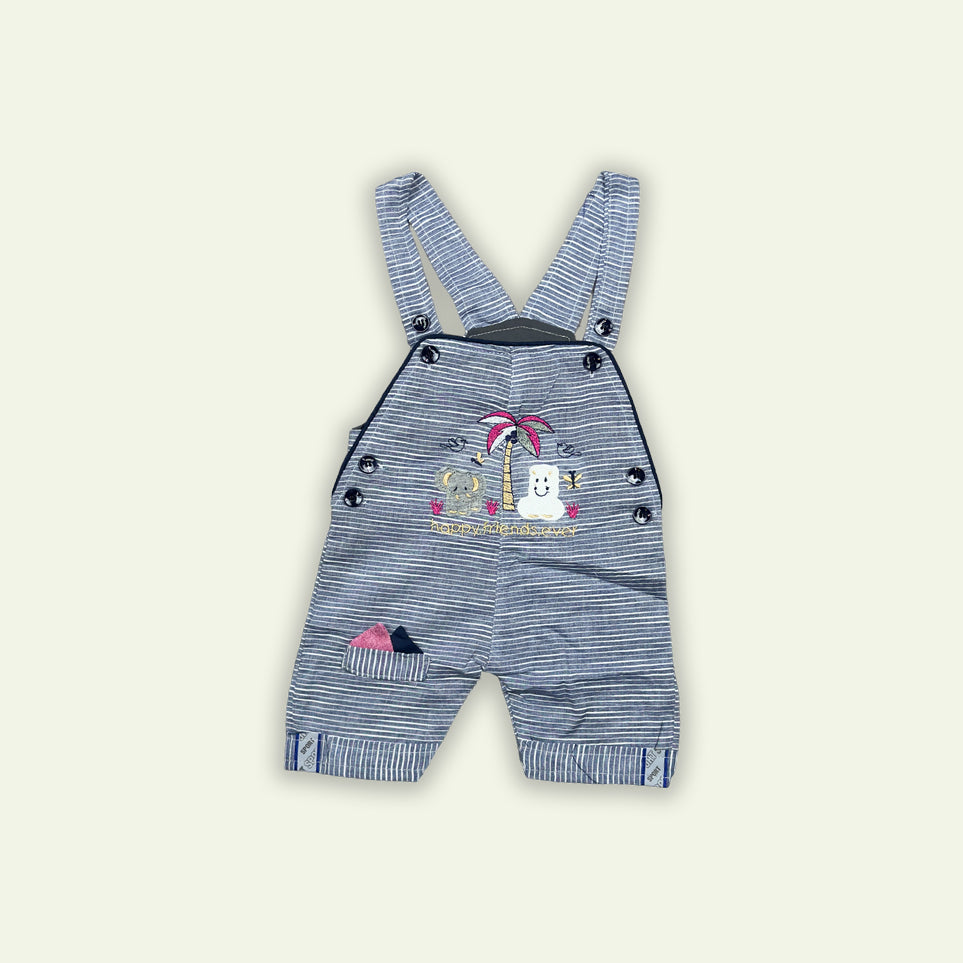 Boys Romper with Printed Shirt & Bow Tie