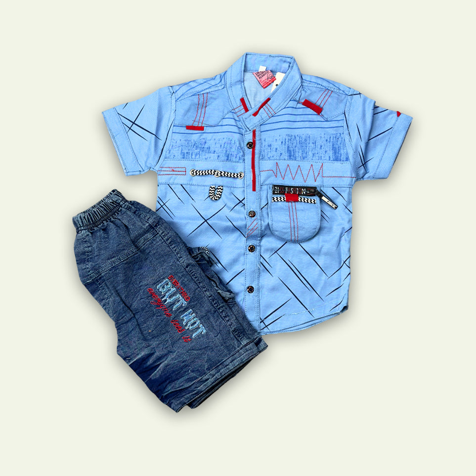 Boys Fancy Shirt with Embroided Short