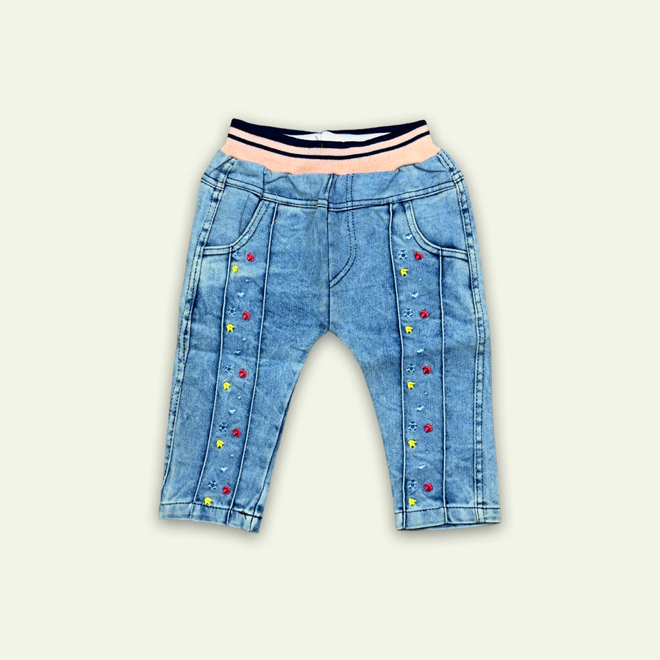 Girls Fancy Frock with Jeans Pants Flower Bunch