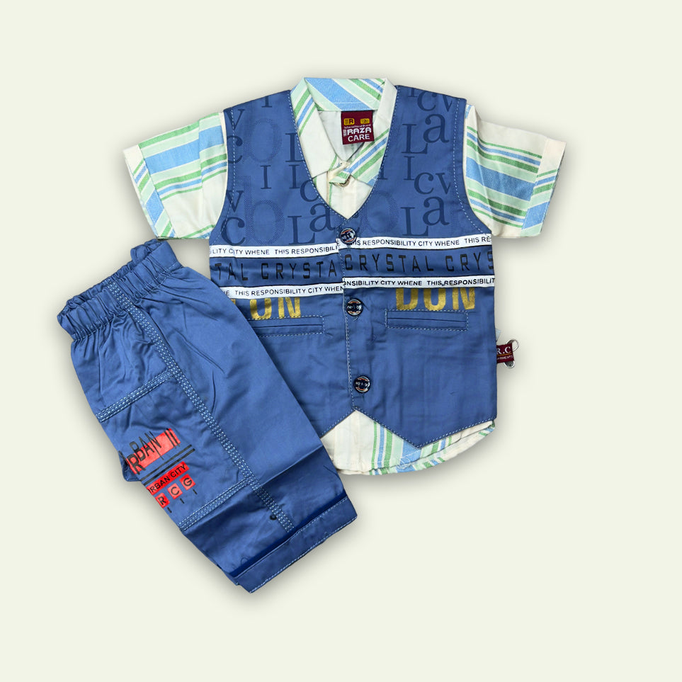 Boys 3pc Stripe Shirt with Short