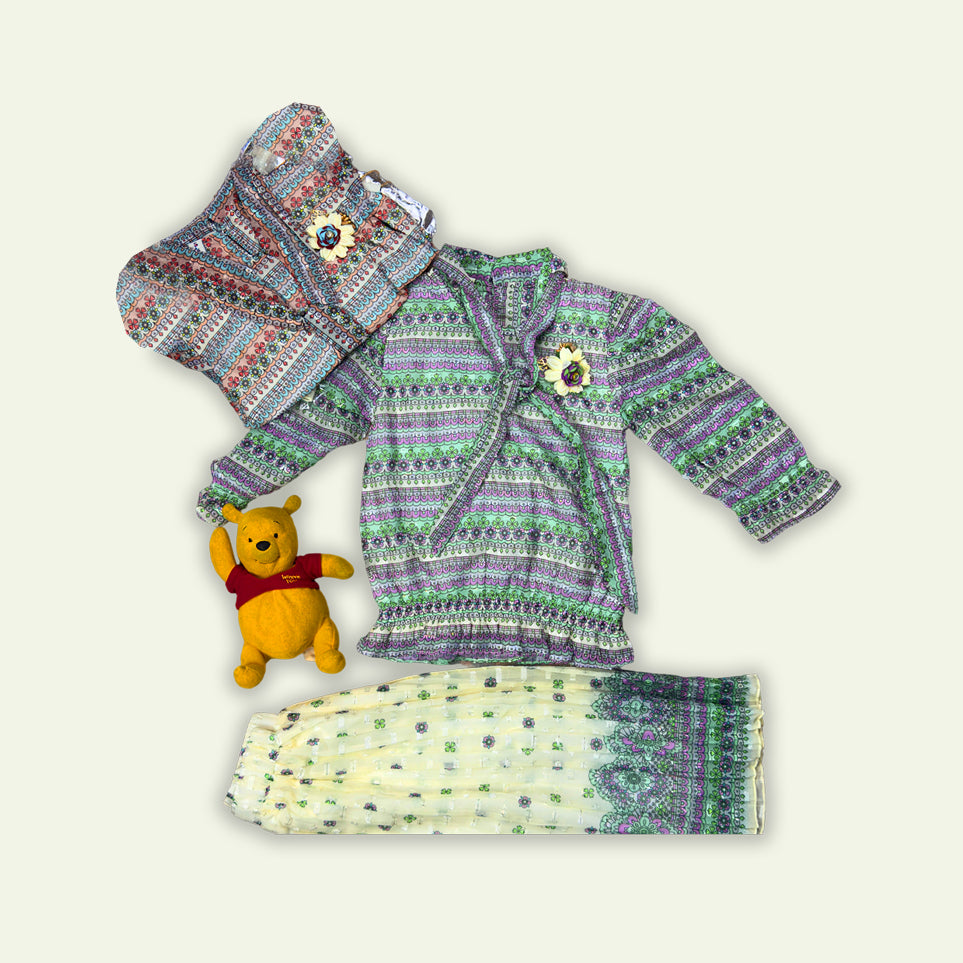 Girls Ajrak Style Top with Ajrak Pajama
