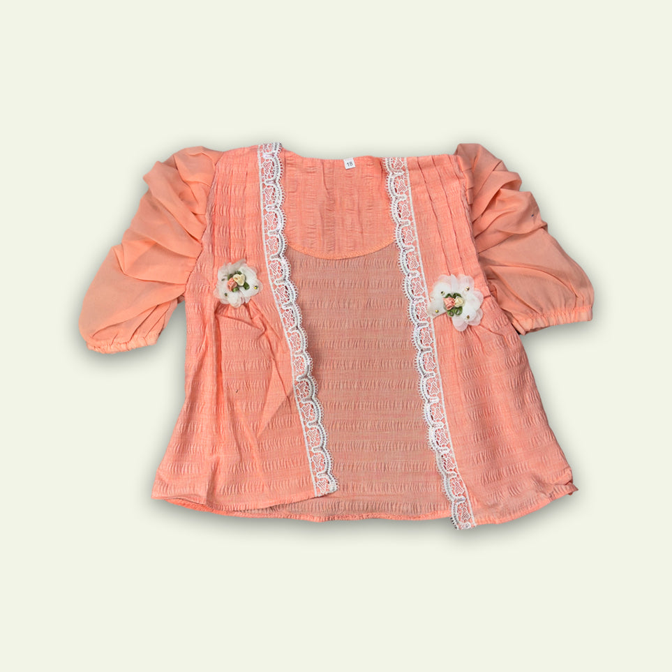 Girls 3pc Fancy Top with Plain Pajama