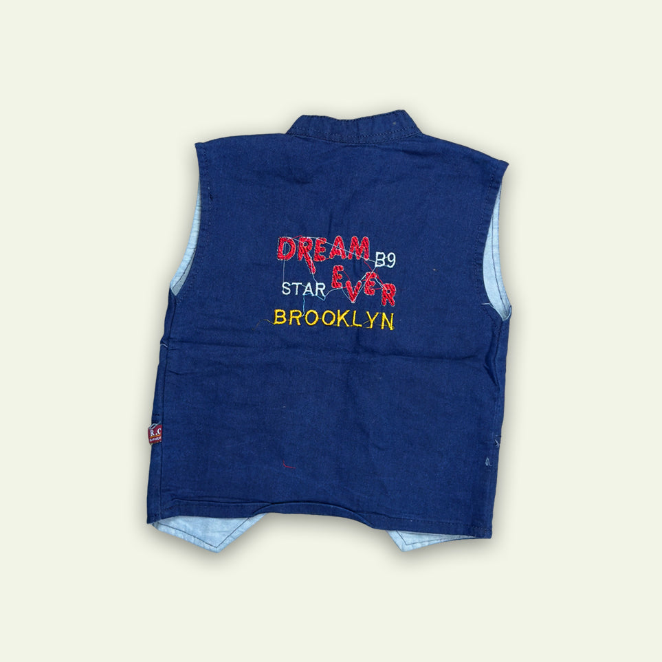 Boys 3pc Check Shirt with Faded Denim Short