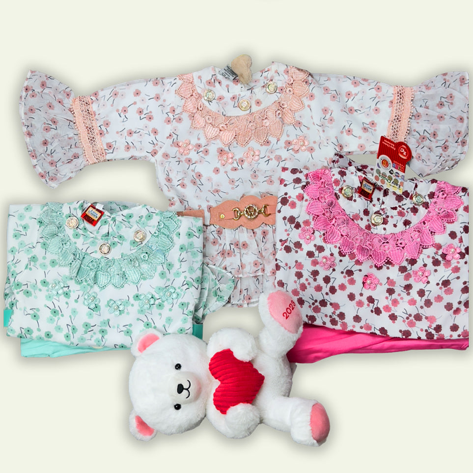 Girls Fancy Printed Top with Belt Pajama