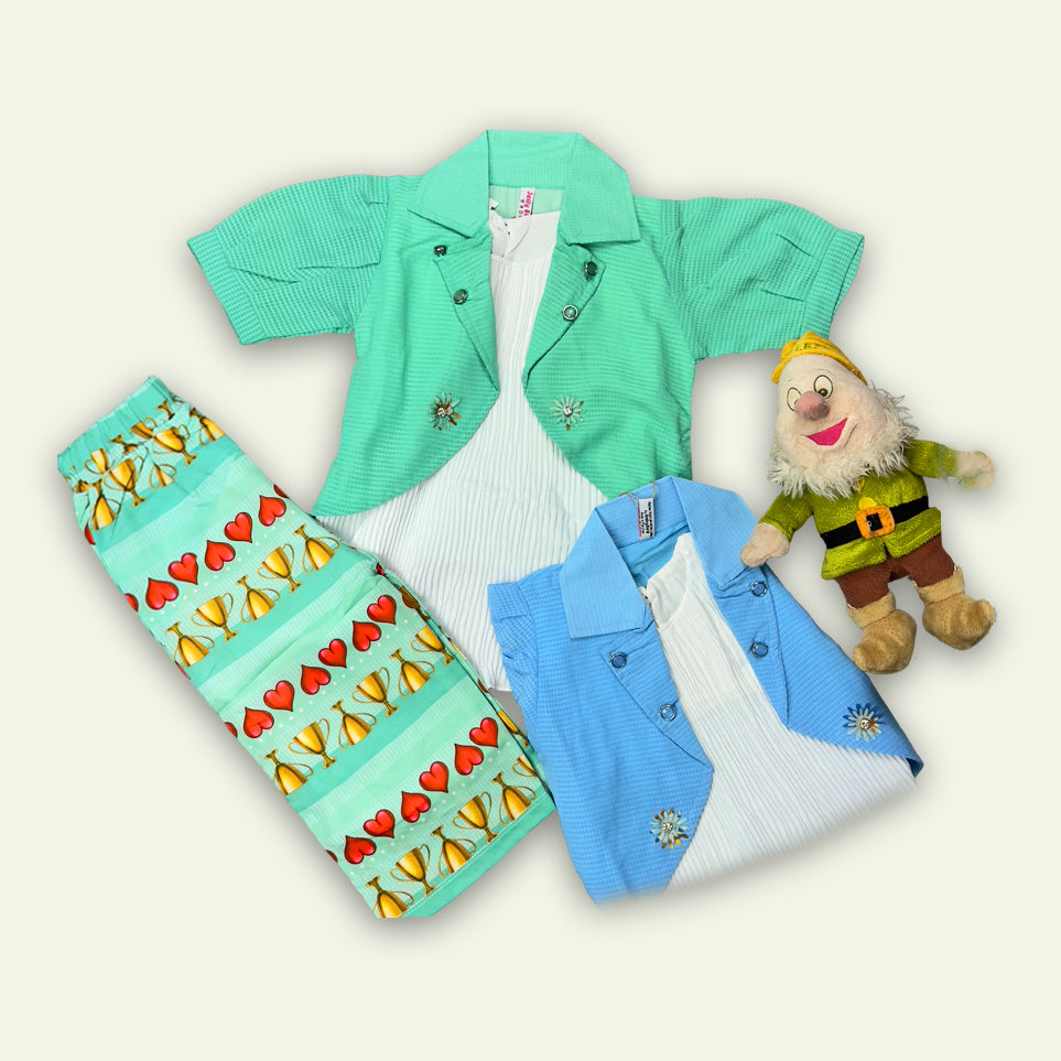 Girls 3pc Coat Style Fancy Top with Printed Pajama