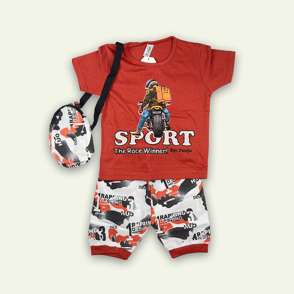 Boys Cute Sport Race Winner Suit with Free Bag