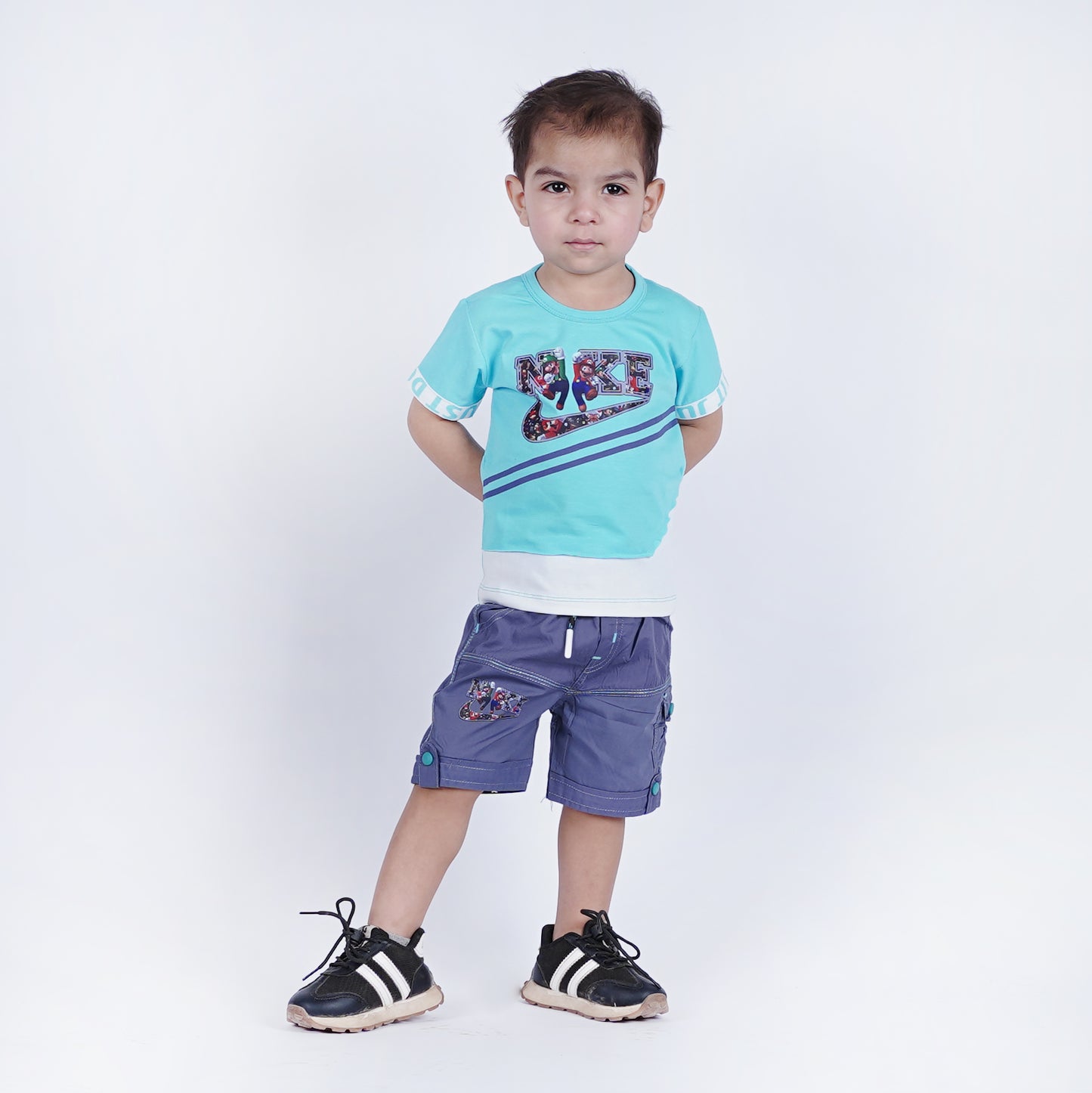 Boys Super Mario Printed T-Shirt with Denim Short