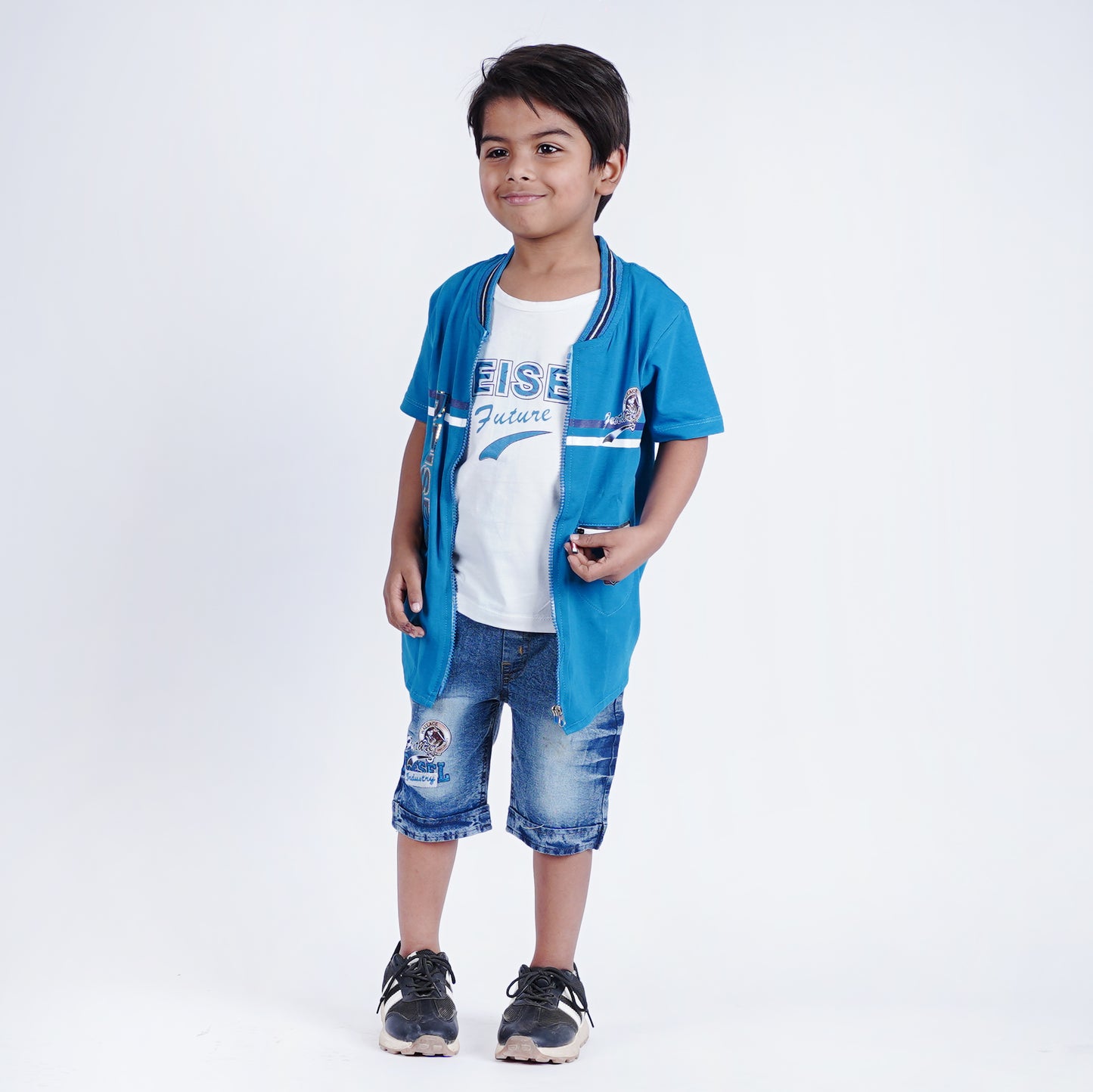 Boys Fancy Deisel T-Shirt & Blue Denim Shorts
