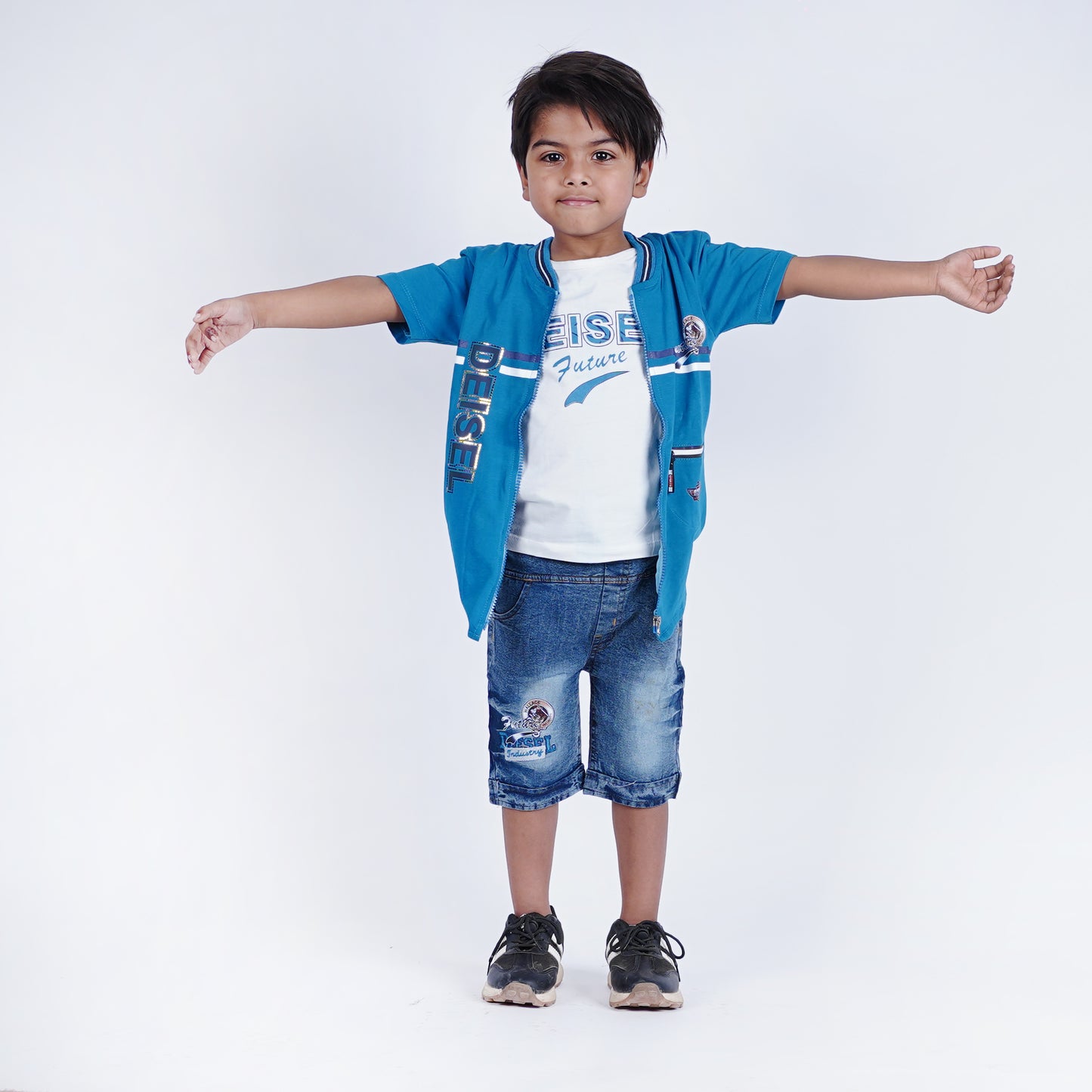 Boys Fancy Deisel T-Shirt & Blue Denim Shorts