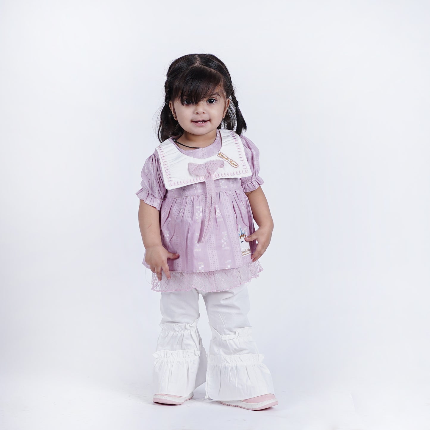 Girls Fancy Embroided Frock with Flapper Pajama