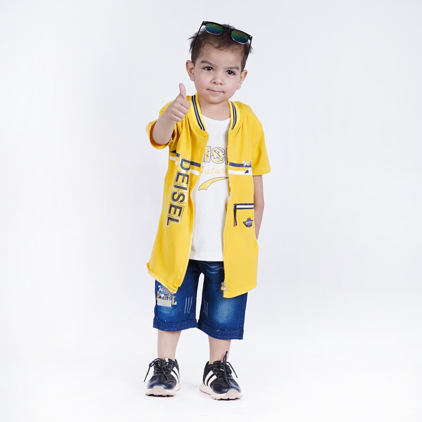 Boys Fancy Deisel T-Shirt & Blue Denim Shorts