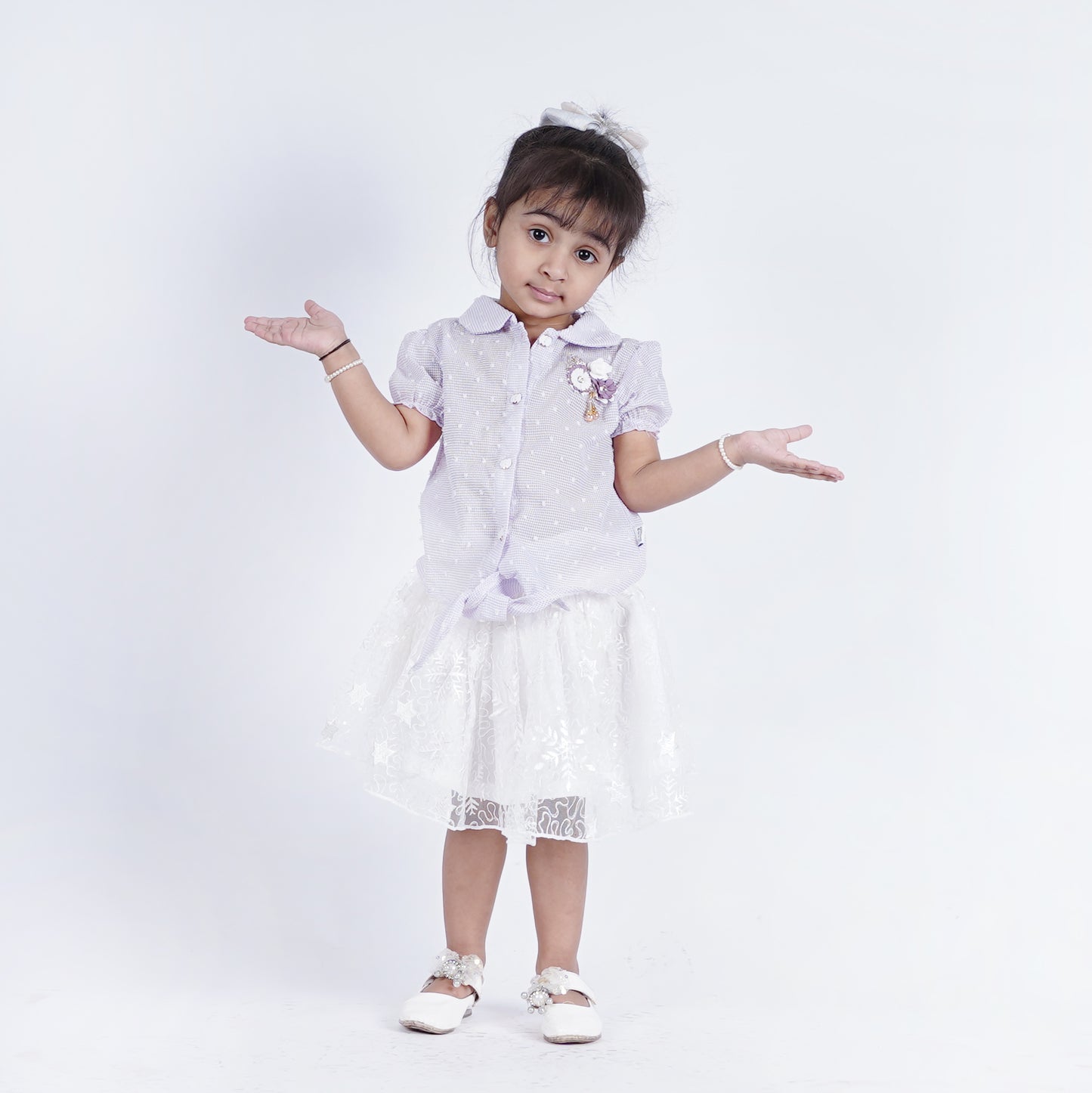Girls Fancy Floral Bunch Shirt with Fancy Skirt