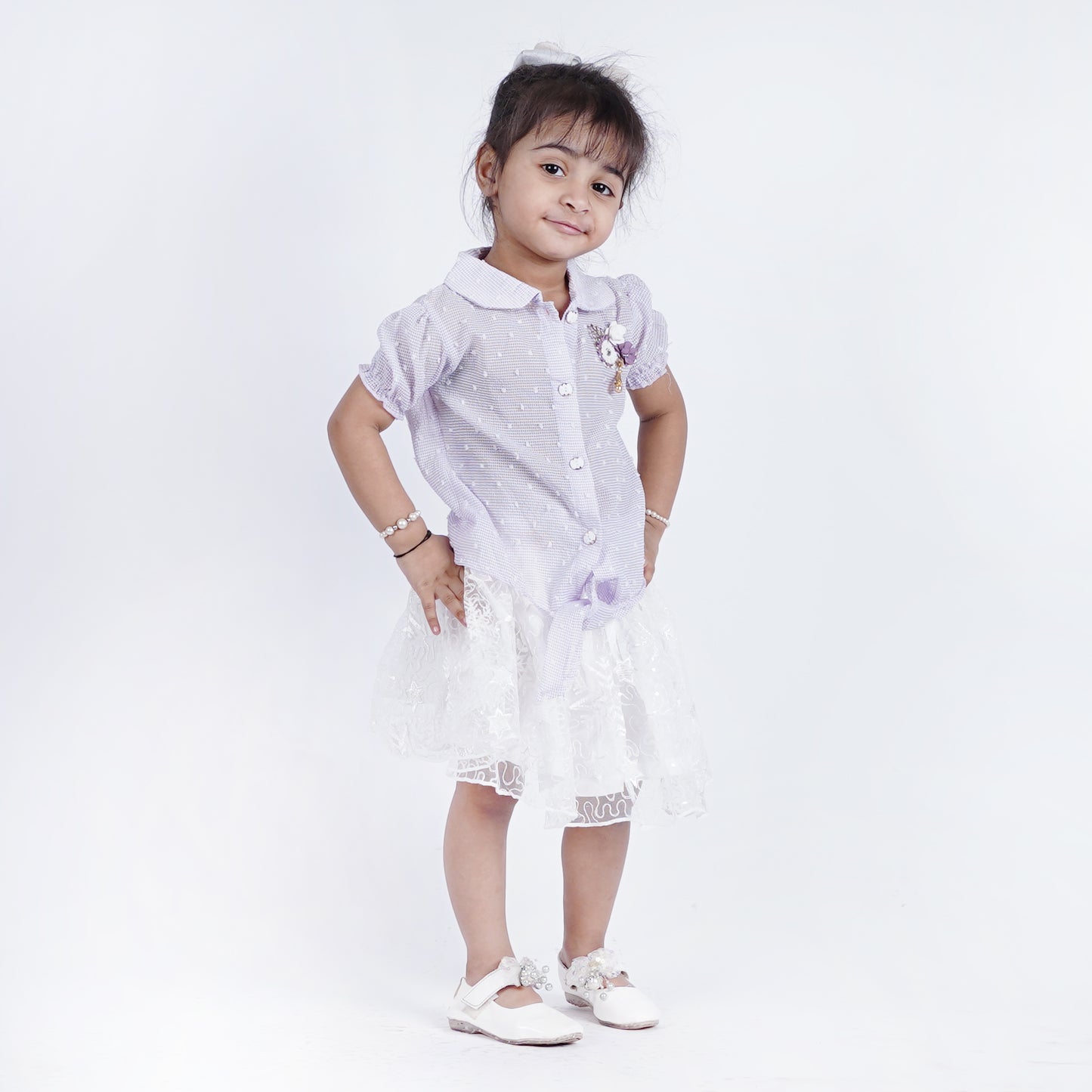 Girls Fancy Floral Bunch Shirt with Fancy Skirt