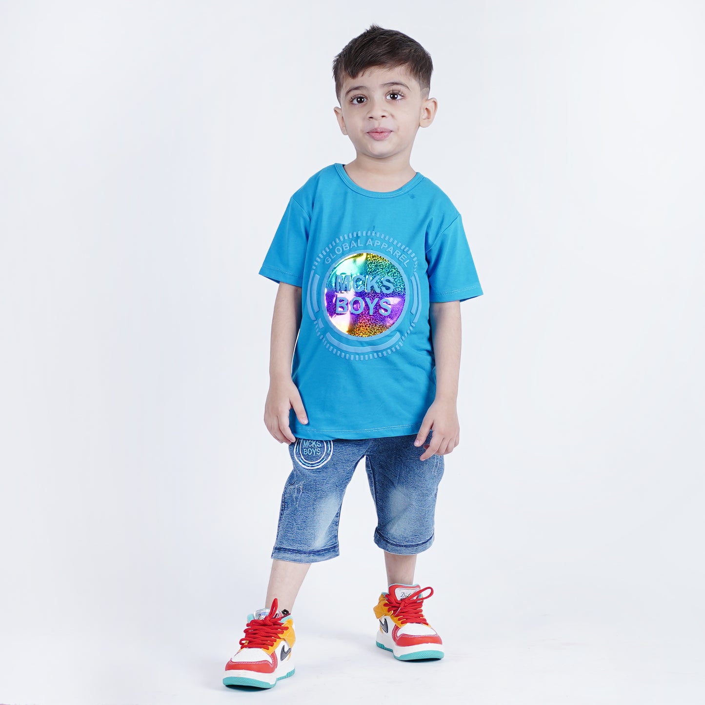 Boys Embossed T-Shirt with Short