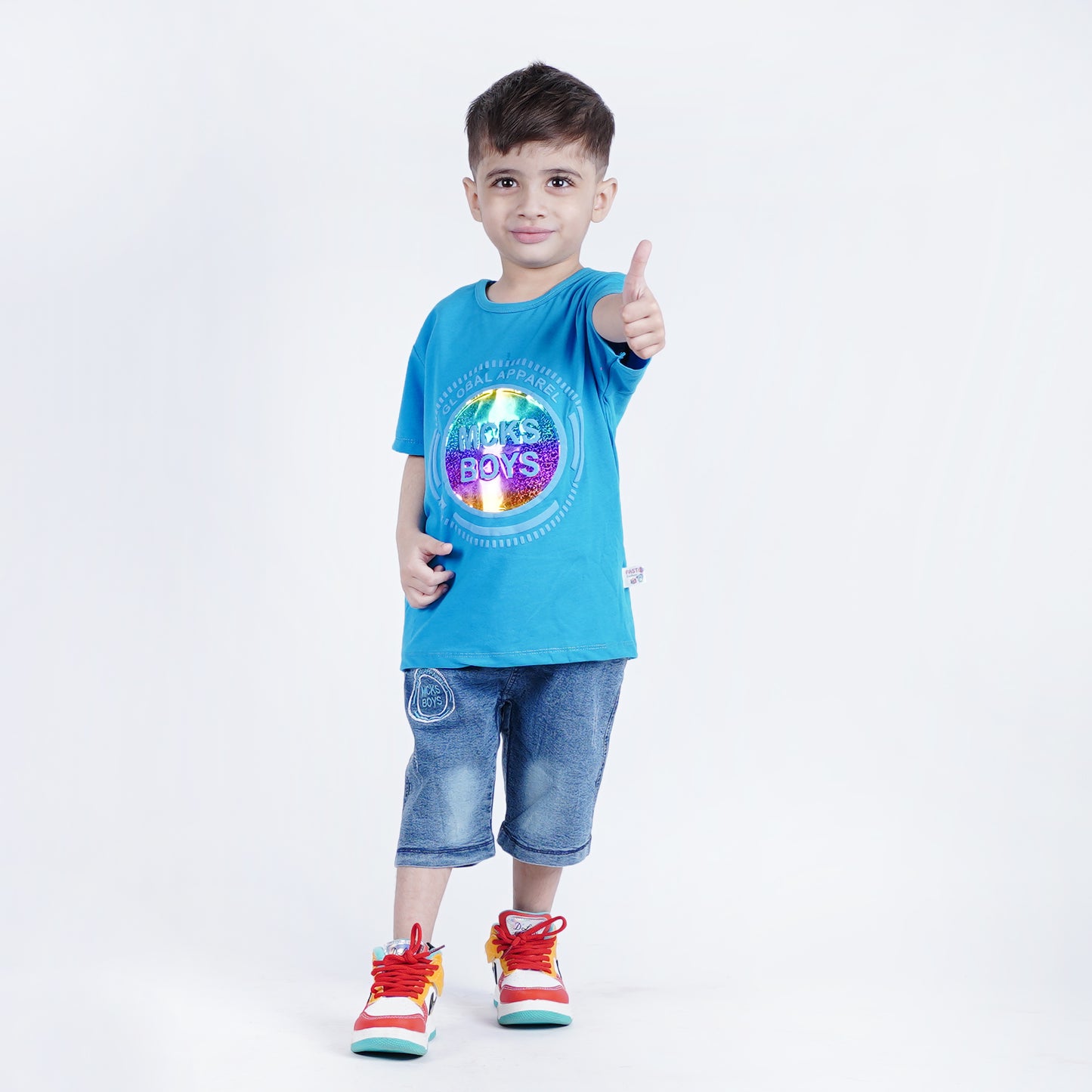 Boys Embossed T-Shirt with Short