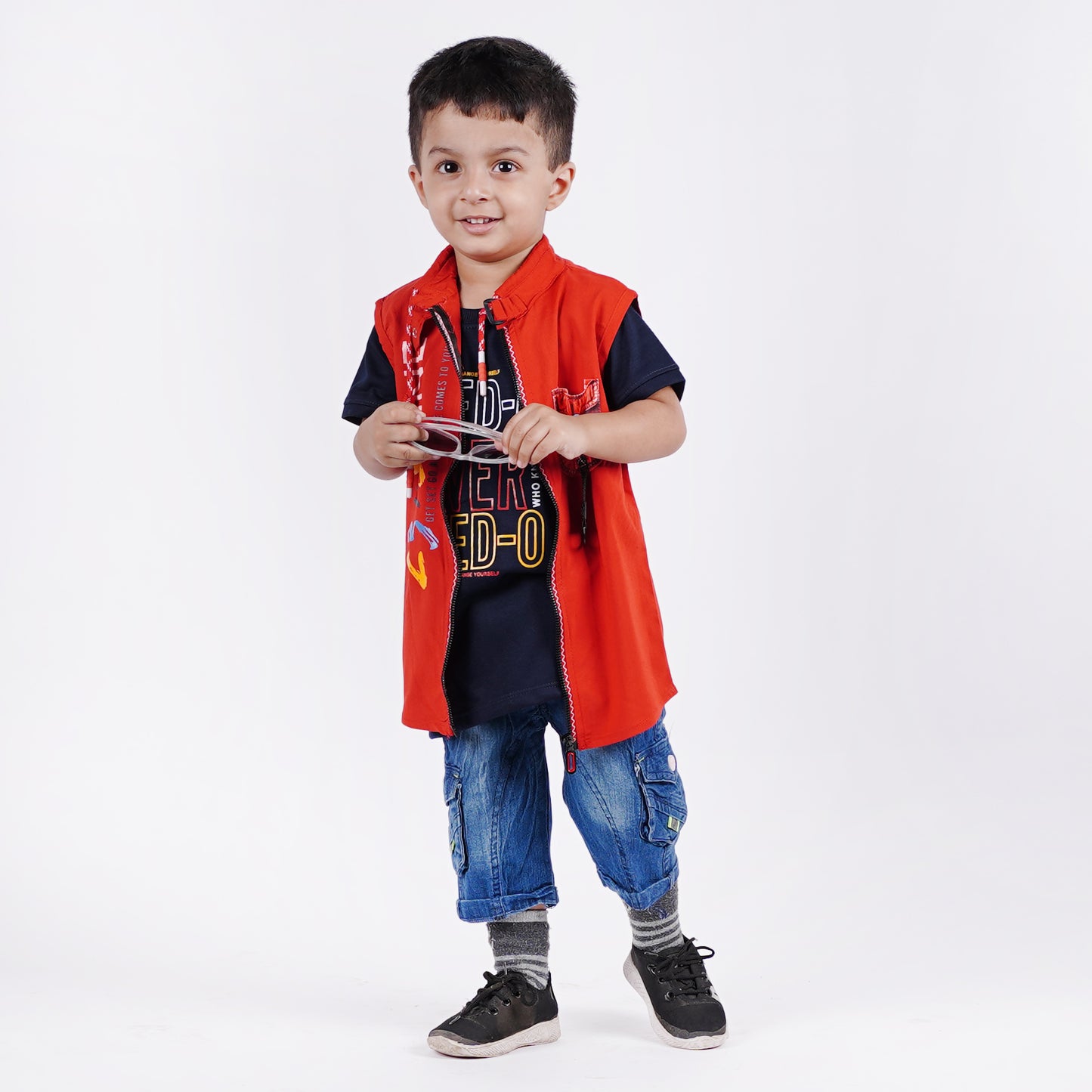 Boys 3pc T-Shirt with Sando Zipper & Short