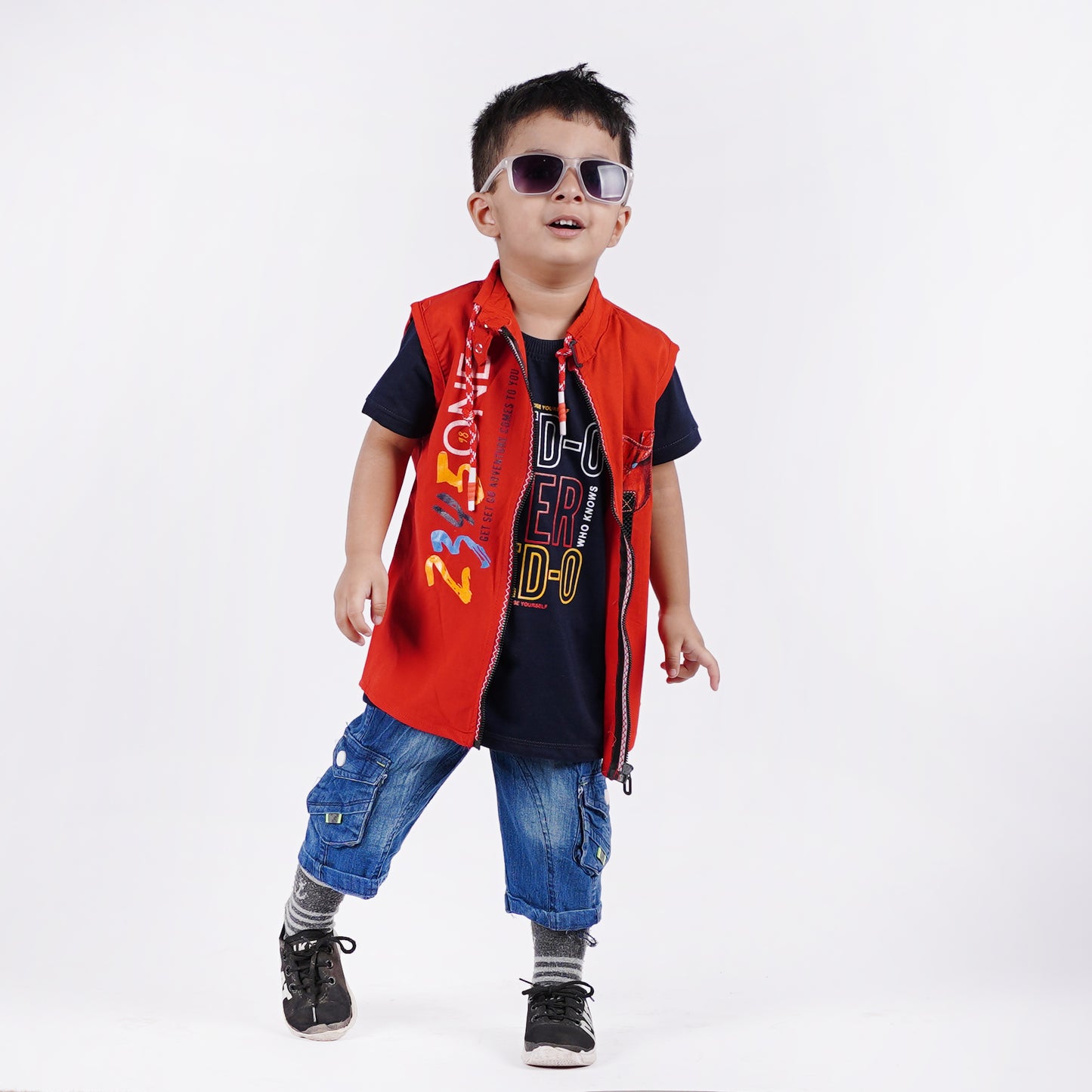 Boys 3pc T-Shirt with Sando Zipper & Short