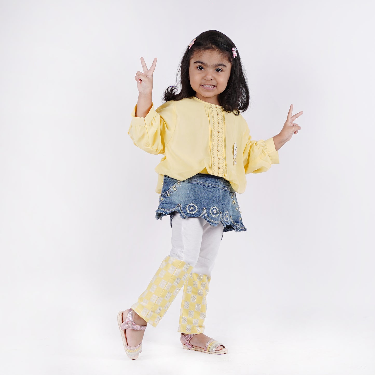 Girls Fancy Top with Bottom Check Pajama