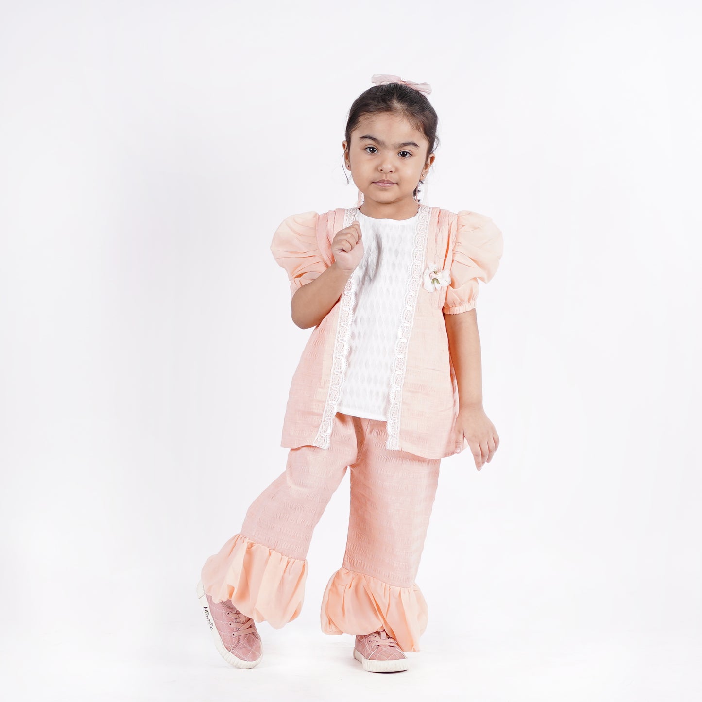 Girls 3pc Fancy Top with Plain Pajama