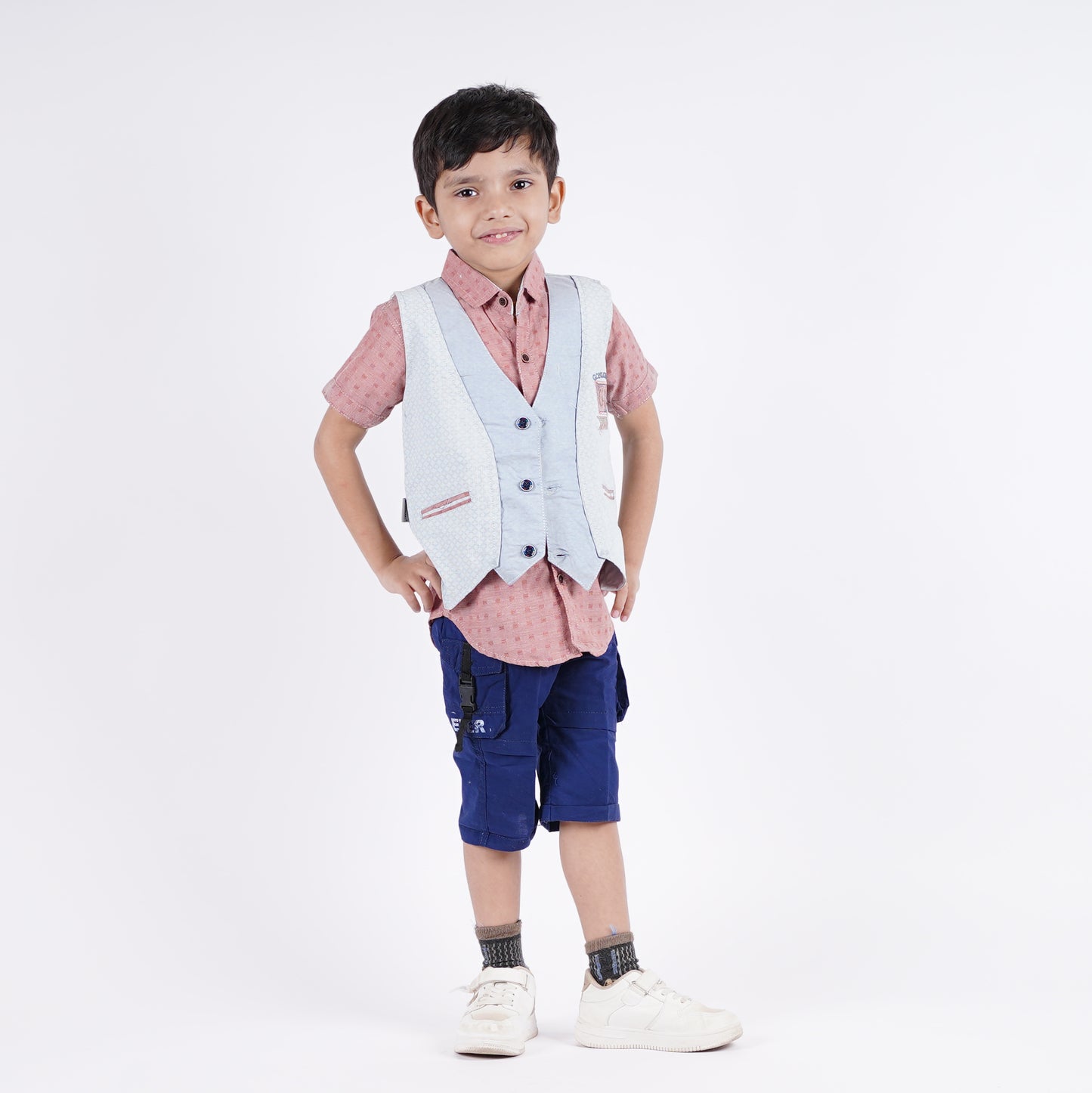 Boys 3pc Lining Shirt with West Coat & Short