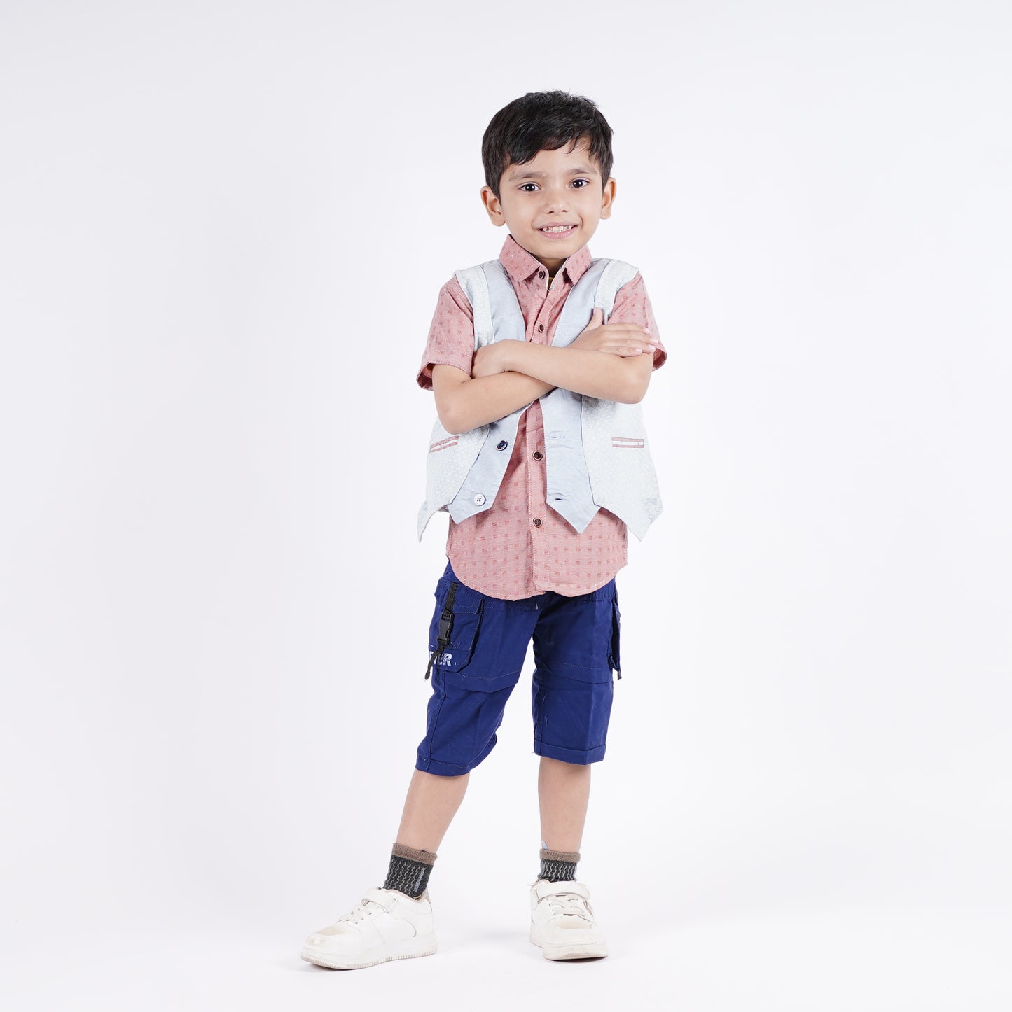 Boys 3pc Lining Shirt with West Coat & Short