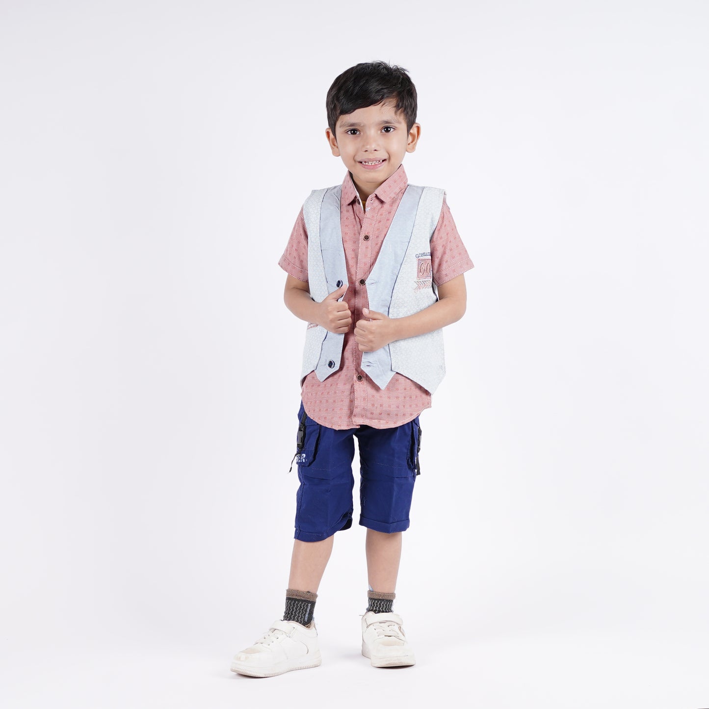 Boys 3pc Lining Shirt with West Coat & Short