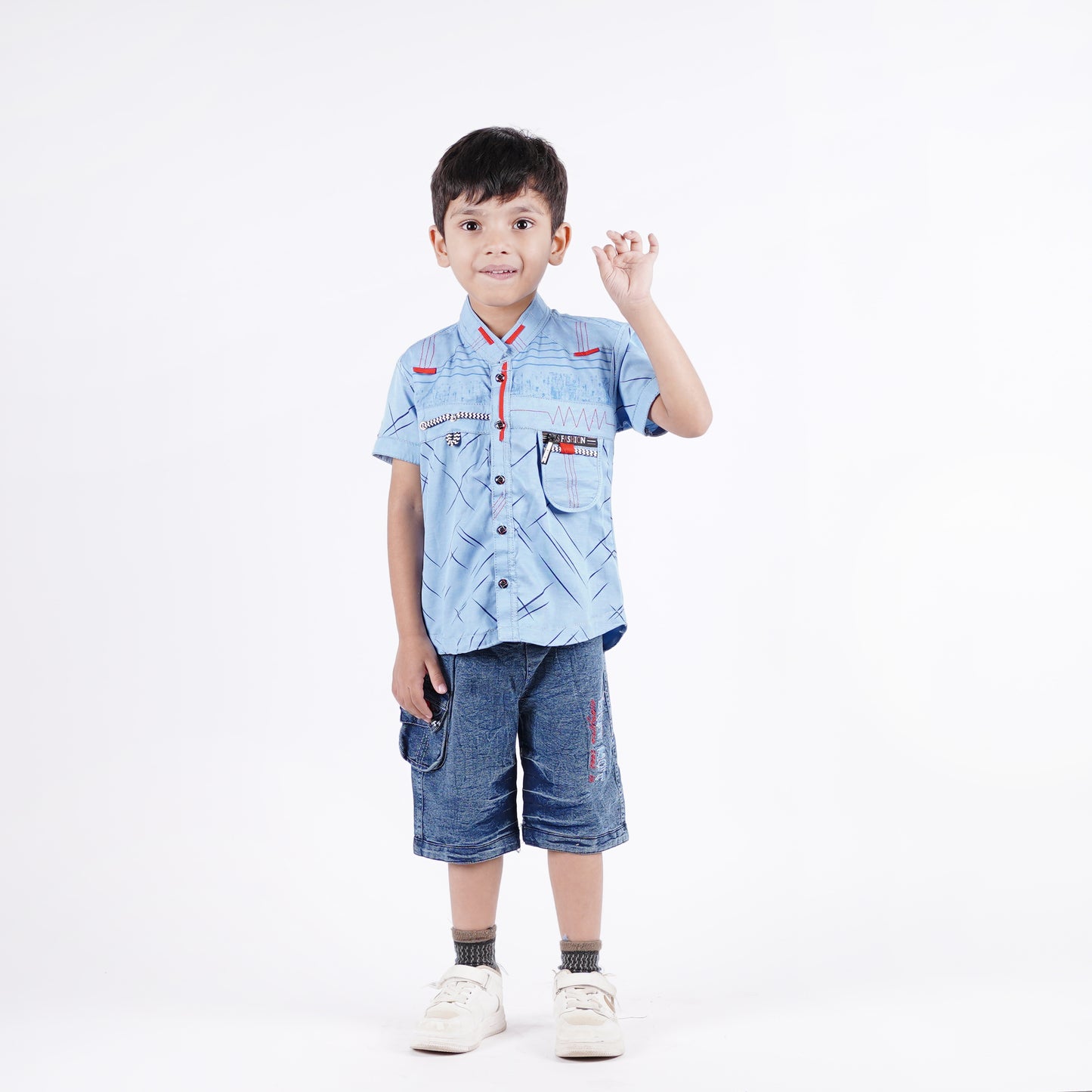 Boys Fancy Shirt with Embroided Short